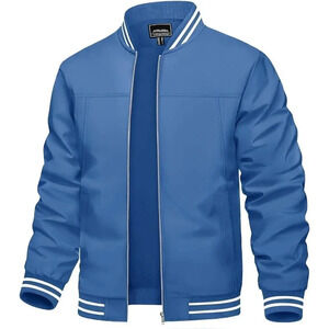 ❤️ Men's Bomber Jacket Lightweight Casual Fall Windbreaker Zip Up  Coat - Blue